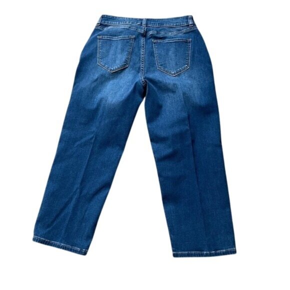 Vintage Croft & Barrow Cropped Jeans Floral Embroidered Capri Dark Wash Sz 6 - Picture 7 of 8